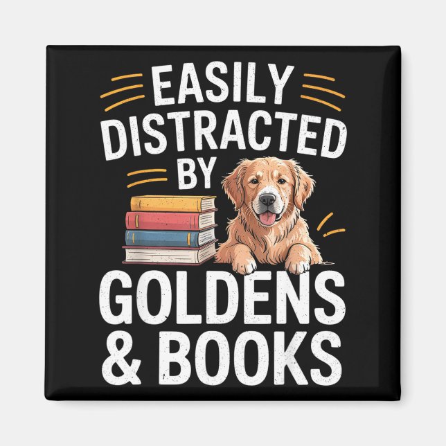 Íman Easily Distracted By Goldens &amp; Books - Golden  (Frente)