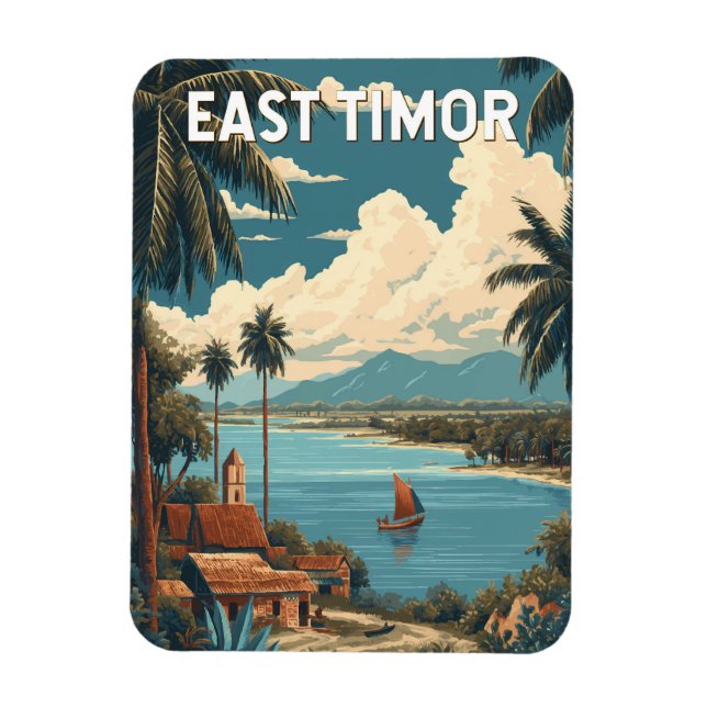 Íman East Timor Illustration Travel Art Vintage (Vertical)