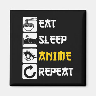 Íman Eat Sleep Anime Repete Manga Japão Dizendo Cosplay