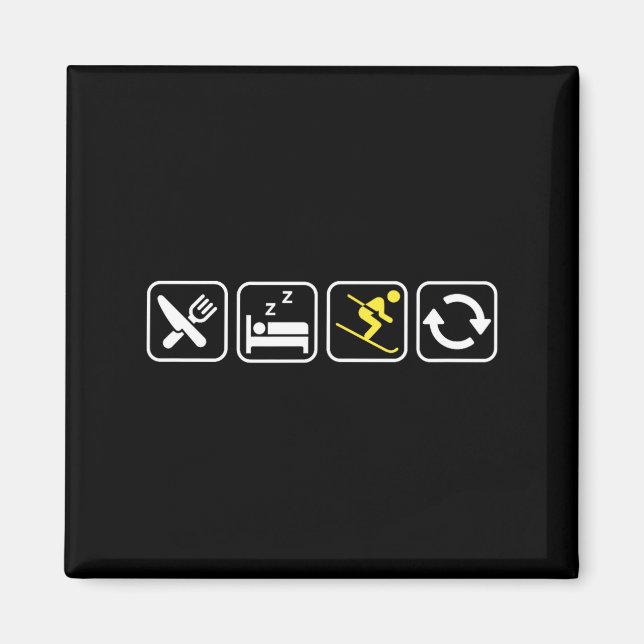 Íman Eat Sleep Ski Repeat _ Skiing Lovers _ Skiers _ Wi (Frente)