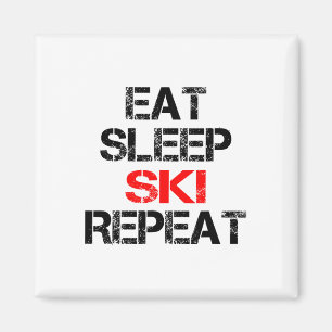 Íman Eat Sleep Ski Repete Montanhas do inverno Esquiar 