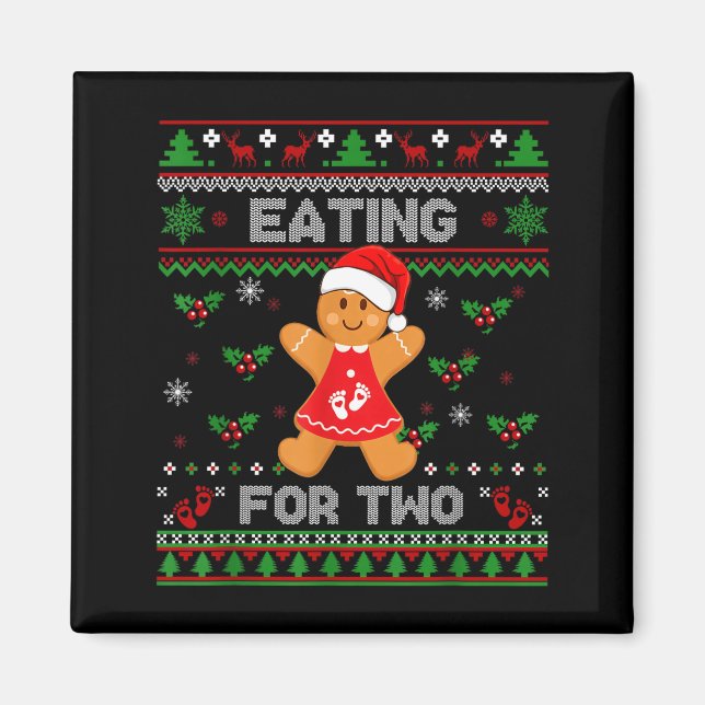Íman Eating For Two Pregnancy Announcement Ugly Sweater (Frente)
