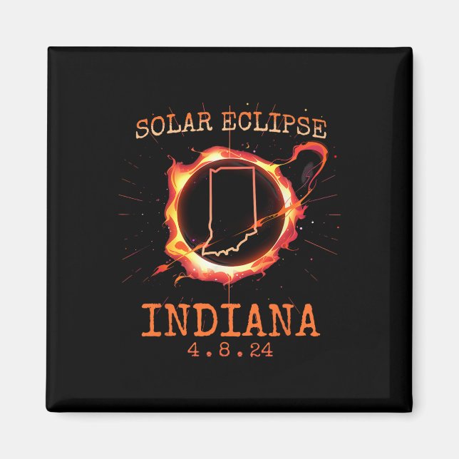 Íman Eclipse 2024 Estado de Indiana Totality Usa Path S (Frente)