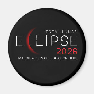 Íman Eclipse Lunar 2026 Localização Personalizada Comem