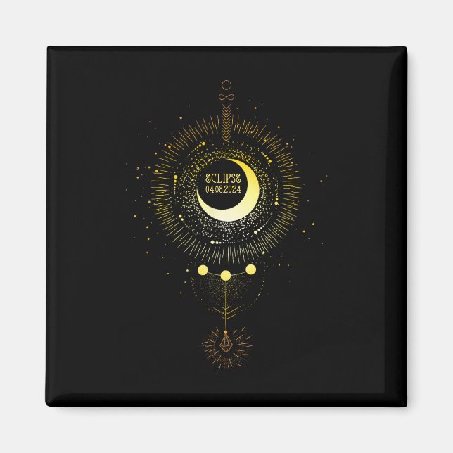 Íman Eclipse Solar 2024 Boho Sun Caminho da Lua Total L (Frente)