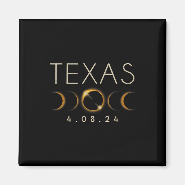 Íman Eclipse Solar 2024 Estado do Texas Total Eclipse S (Frente)