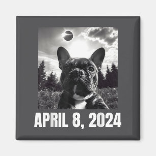 Íman Eclipse Solar 2024 Funny Bulldog Francês Selfie Pa