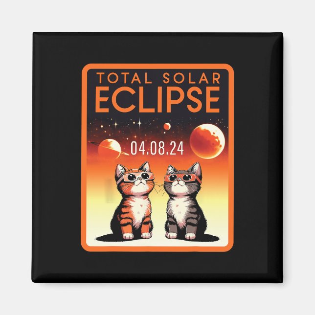 Íman Eclipse Solar 2024 Gatos Eclipse Solar Total 4.08. (Frente)