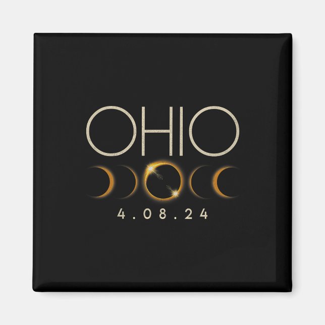 Íman Eclipse Solar 2024 State Ohio Total Eclipse Solar (Frente)
