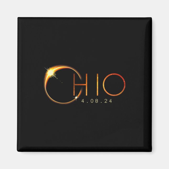 Íman Eclipse Solar 2024 State Ohio Total Eclipse Solar (Frente)