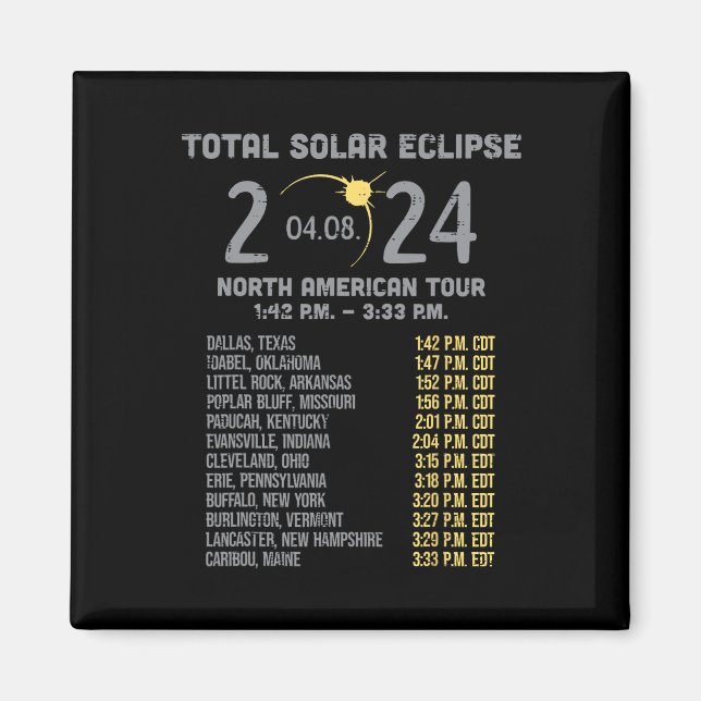 Íman Eclipse Solar 2024 Totalidade abril 8 Homens Mulhe (Frente)