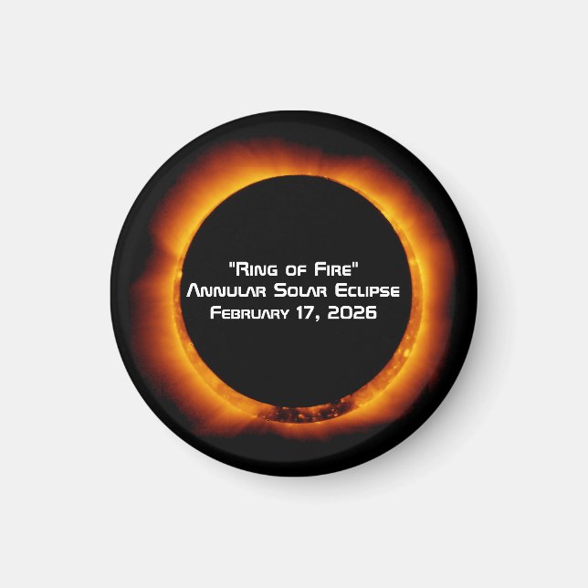 Íman Eclipse Solar Anelar do Anel de Fogo de 2026 (Frente)