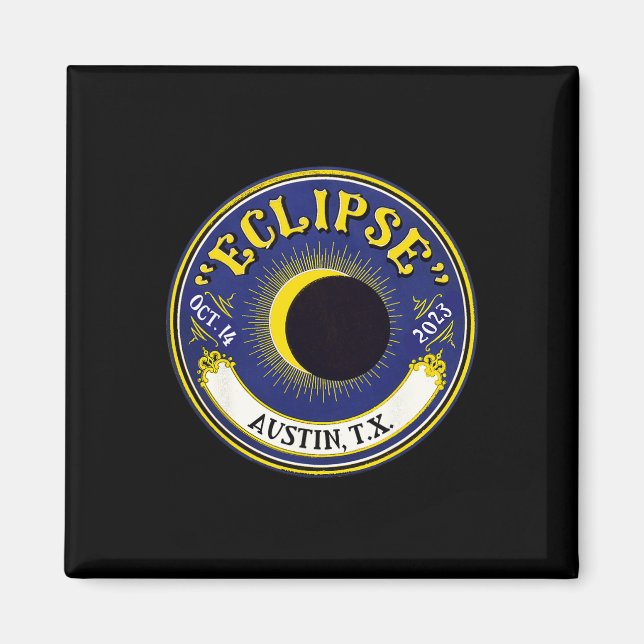 Íman Eclipse Solar Annular Austin Texas Family Viagem (Frente)