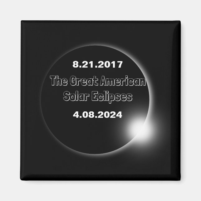Íman Eclipse Solar com Data Dupla de 2024 & 2017 (Frente)