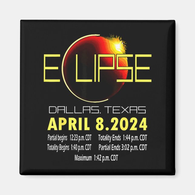 Íman Eclipse Solar Dallas Texas 2024 Eclipse Solar Dive (Frente)