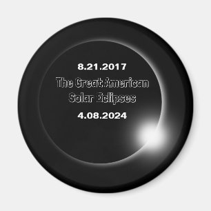 Íman Eclipse Solar de 2024 e 2017 com Datas Duplas
