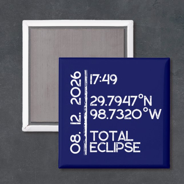 Íman Eclipse Solar Personalizado 2026 (Solar eclipse magnet keepsake)