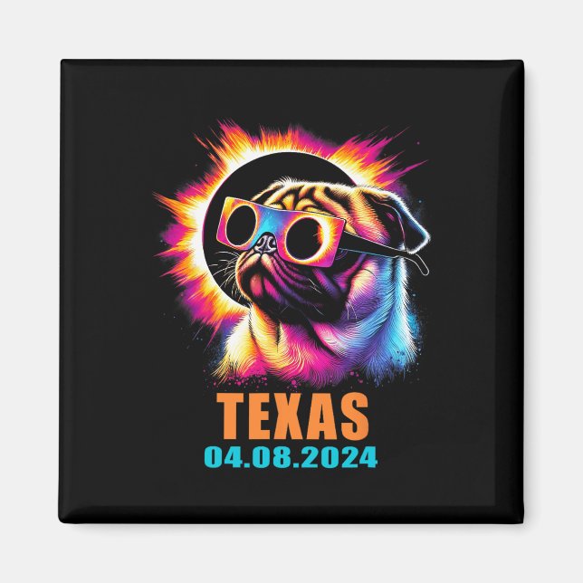 Íman Eclipse Solar Total 2024 Cachorro Com Gles (Frente)