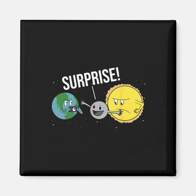Íman Eclipse Solar Total 2024 Cartoon Funny Moon Coveri (Frente)