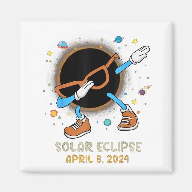 Íman Eclipse Solar Total 2024 Dabbing Engraçado Para Cr (Frente)