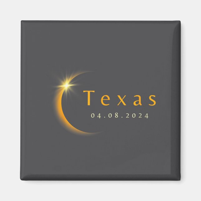 Íman Eclipse Solar Total 2024 Estado Texas 8 de abril d (Frente)
