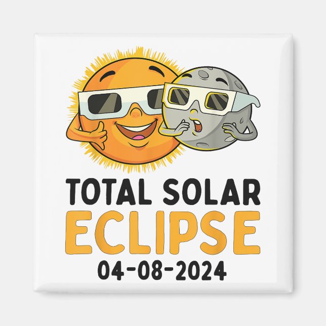 Íman Eclipse Solar Total 2024 Óculos Engraçados Sun Moo (Frente)