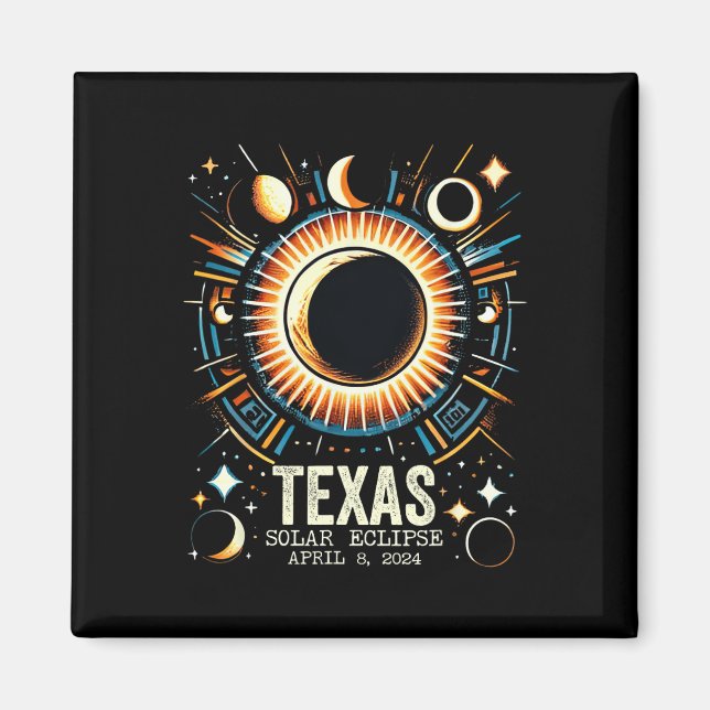 Íman Eclipse Solar Total 2024 Texas April 8 Abstrato Mo (Frente)