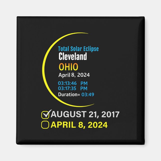 Íman Eclipse Solar Total 8 de Abril de 2024 Ohio Clevel (Frente)