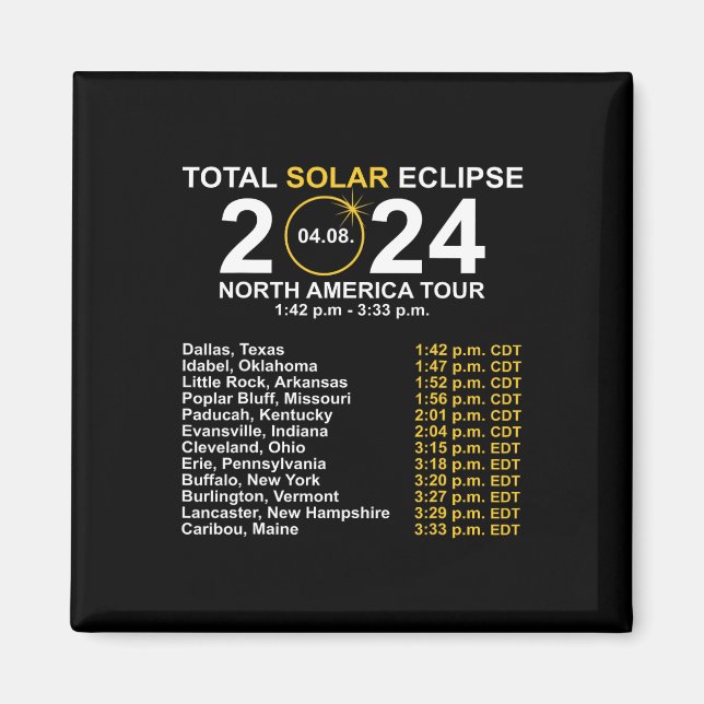 Íman Eclipse Solar Total Abril 8 Caminho Do Eclipse (Frente)