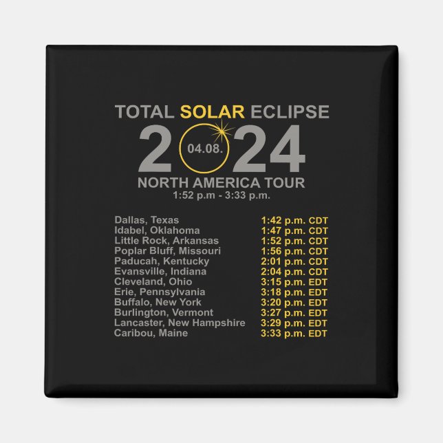 Íman Eclipse Solar Total Abril 8 Caminho Do Eclipse (Frente)