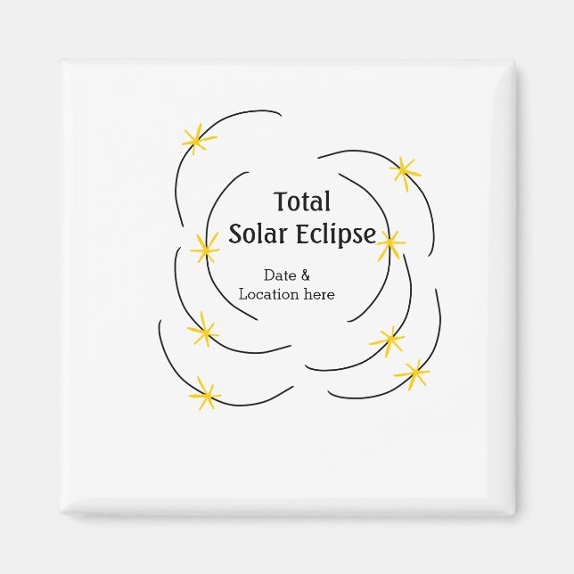 Íman eclipse solar total adicionar data localização met (Frente)