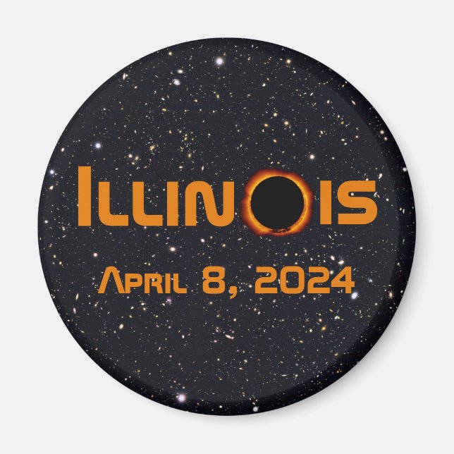 Íman Eclipse Solar Total de 2024 Illinois (Frente)