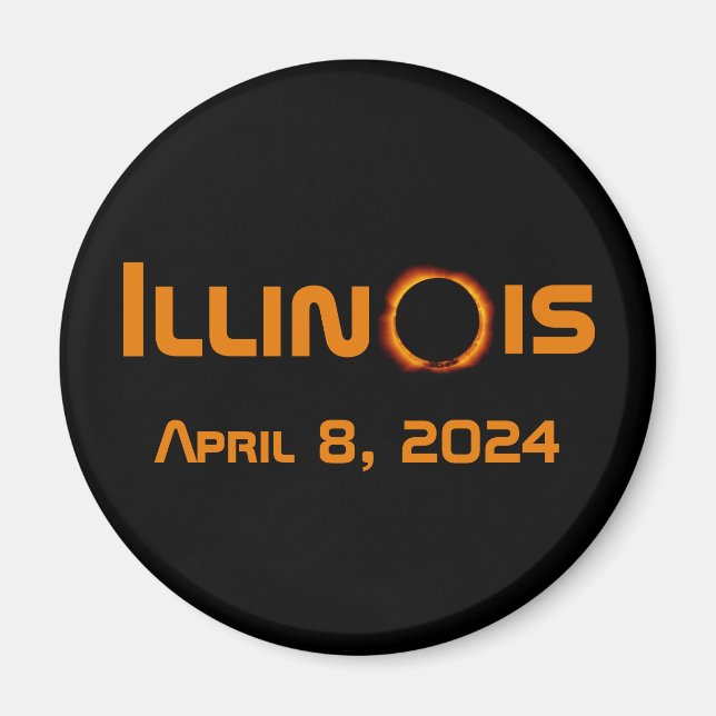 Íman Eclipse Solar Total de 2024 Illinois (Frente)
