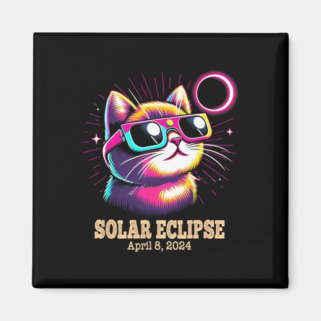 Íman Eclipse Solar Total do Gato 8 de abril (Frente)