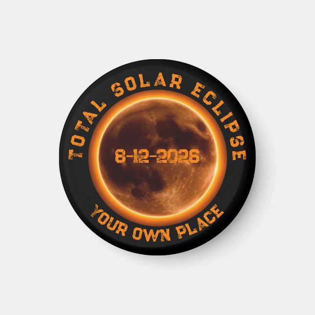 Íman Eclipse Total do Sol 12 de Agosto de 2026 (Frente)