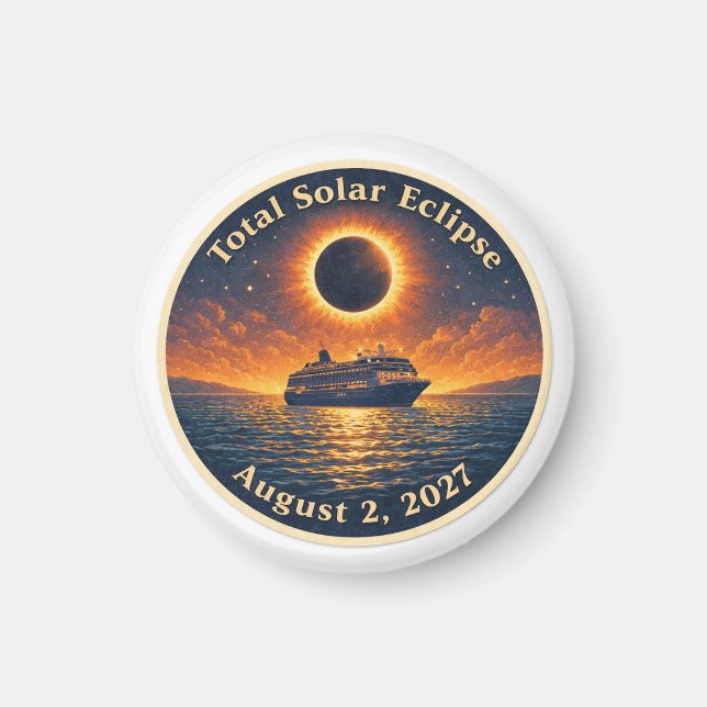 Íman Eclipse Total do Sol 2 de agosto de 2027 navio cru (Frente)
