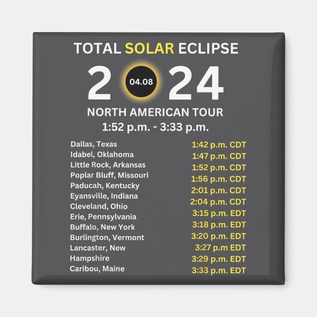 Íman Eclipse Total do Sol de 2024 em 8 de abril - Camin (Frente)