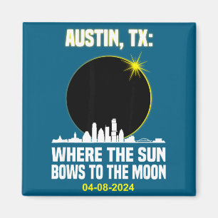 Íman Eclipse Total do Sol Fofo na Silhueta de Austin