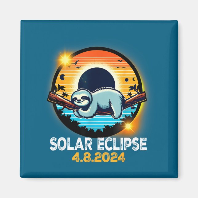 Íman Eclipse Total do Sol Preguiça Ilustração Solar (Frente)