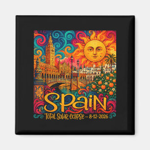 Íman Eclipse Total Solar Espanha 2026 Retro Paisley