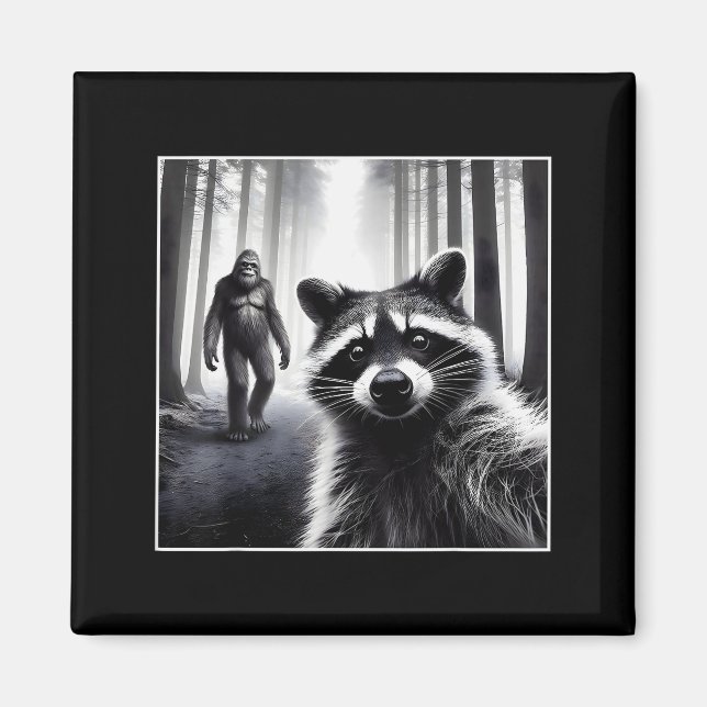 Íman Ed Guaxinim Selfie Com Sasquatch Pé Grande Funny R (Frente)