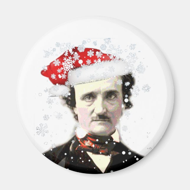 Íman Edgar Allan Poe Christmas Hat Snowflake (Frente)