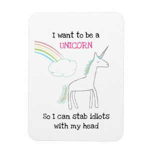 Íman Edgy Unicorn with Rainbow and Confetti Funny