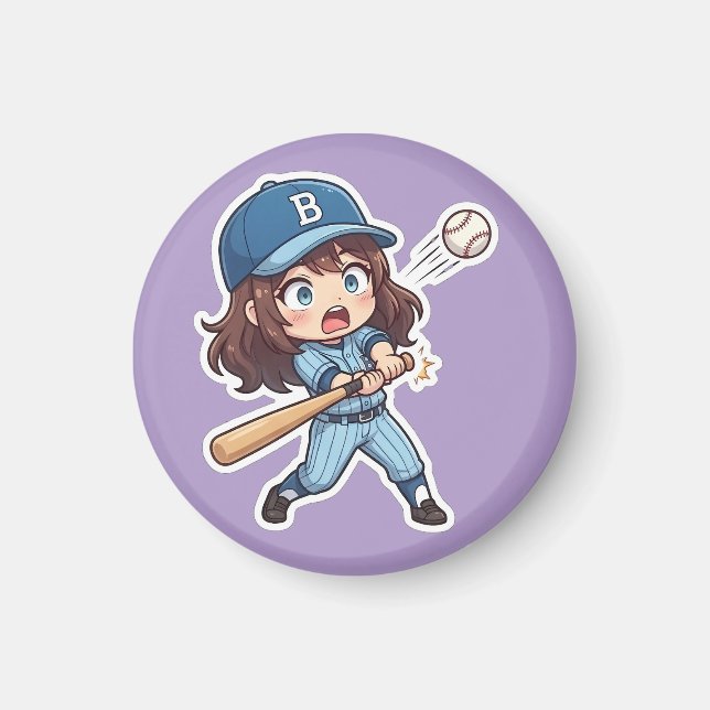 Íman Edição Chibi Baseball - Jogada de Rebatida Bunt (Frente)