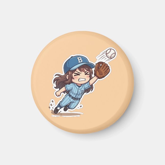 Íman Edição de Beisebol Chibi - Pega de Mergulho (Frente)