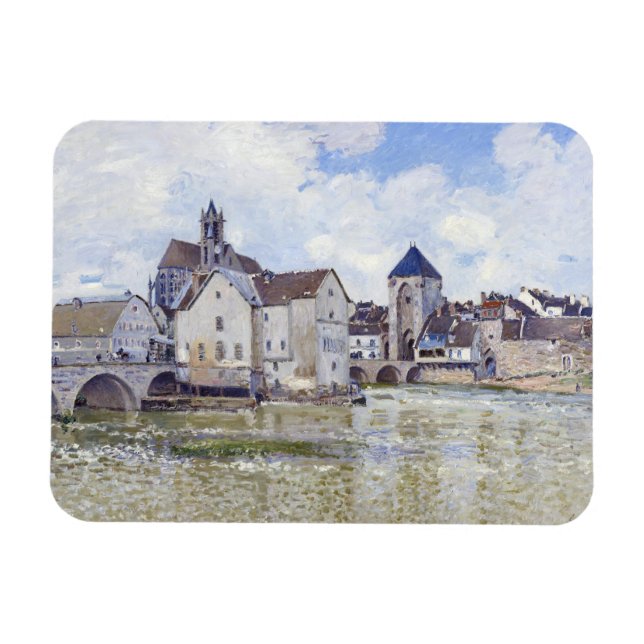 Íman Edifícios Alfred Sisley e pontes com água (Horizontal)