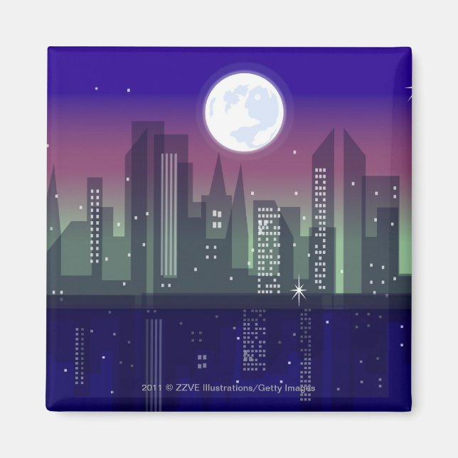 Íman Edifícios iluminados à noite (Frente)