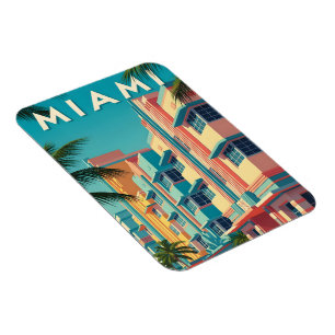 Íman Edifícios vibrantes de Miami com palmeiras