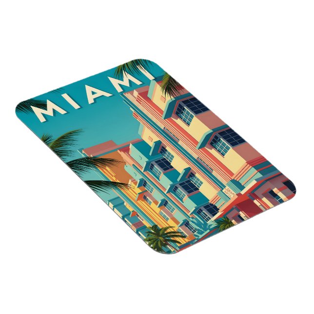 Íman Edifícios vibrantes de Miami com palmeiras (Lado Direito)