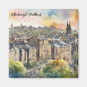 Íman Edimburgo Castelo Escócia Aquarela Viagem